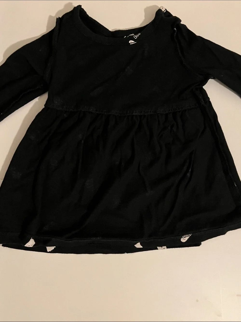Old Navy | Baby Black Dress with White Ghost Print — Long Sleeve Size 0-3 Months